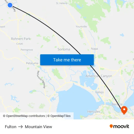 Fulton to Mountain View map