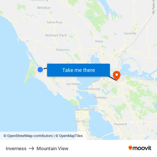 Inverness to Mountain View map