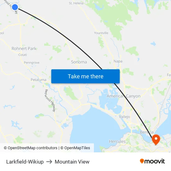 Larkfield-Wikiup to Mountain View map