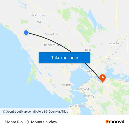 Monte Rio to Mountain View map