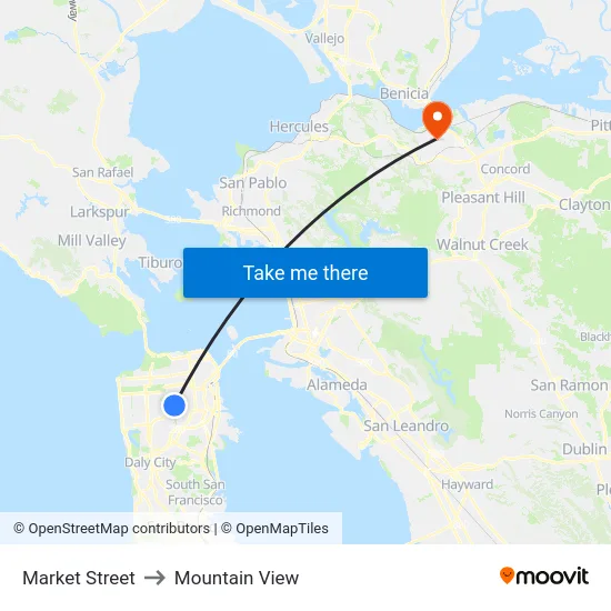 Market Street to Mountain View map