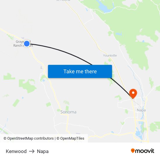 Kenwood to Napa map