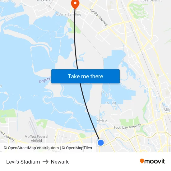 Levi's Stadium to Newark map