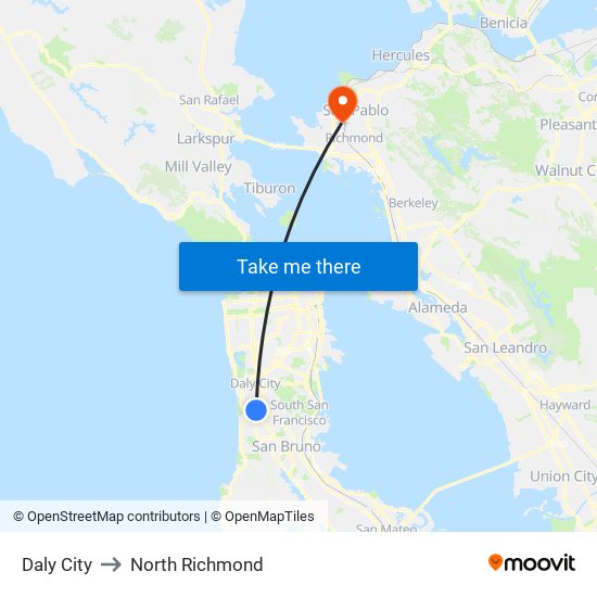 Daly City to North Richmond map