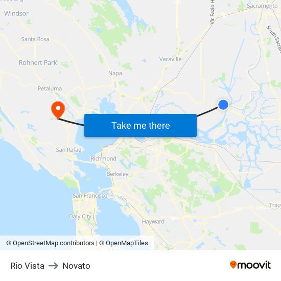 Rio Vista to Novato map