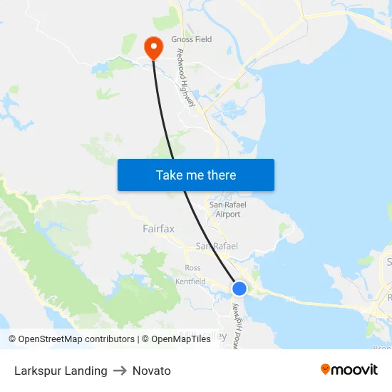 Larkspur Landing to Novato map
