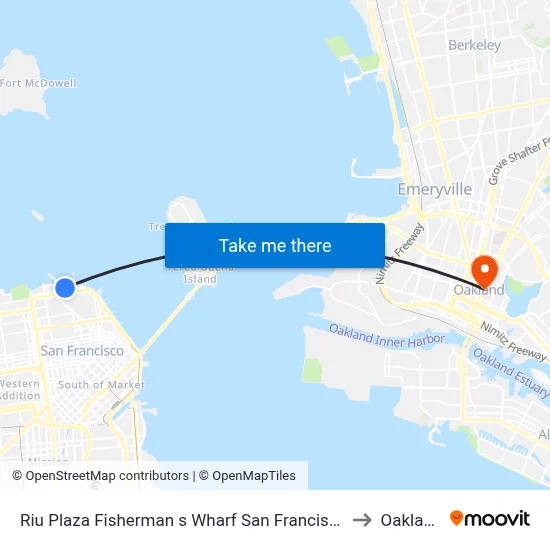Riu Plaza Fisherman s Wharf San Francisco to Oakland map