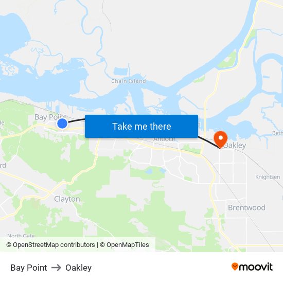 Bay Point to Oakley map