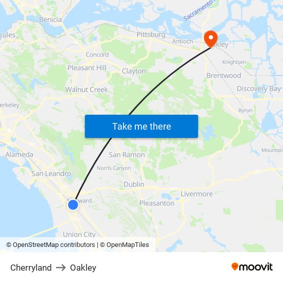 Cherryland to Oakley map