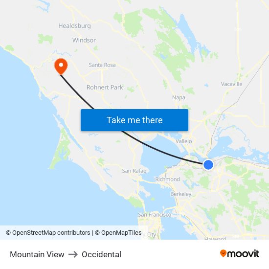 Mountain View to Occidental map