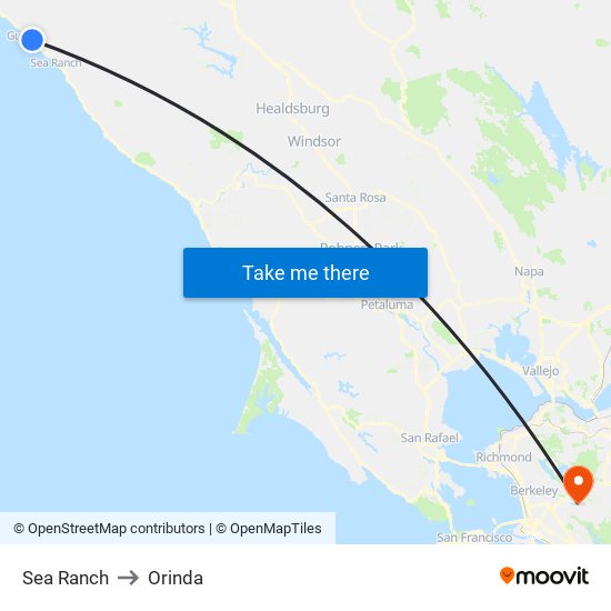 Sea Ranch to Orinda map