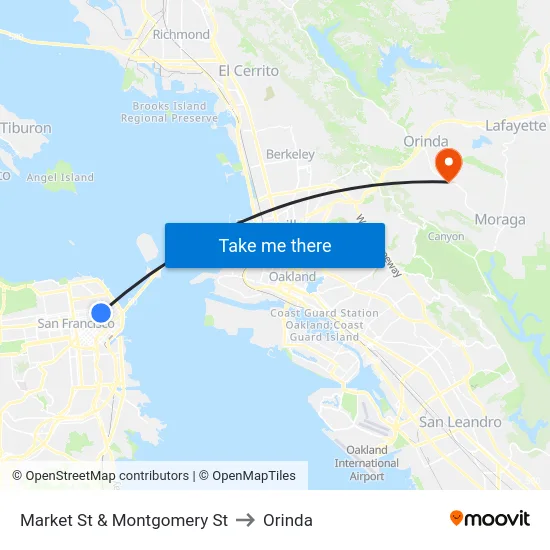 Market St & Montgomery St to Orinda map