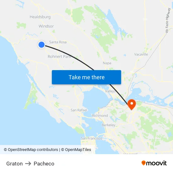 Graton to Pacheco map