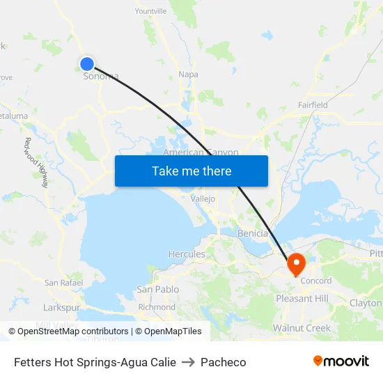 Fetters Hot Springs-Agua Calie to Pacheco map