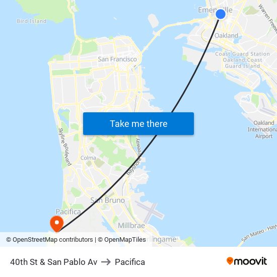 40th St & San Pablo Av to Pacifica map