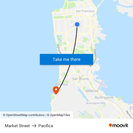 Market Street to Pacifica map