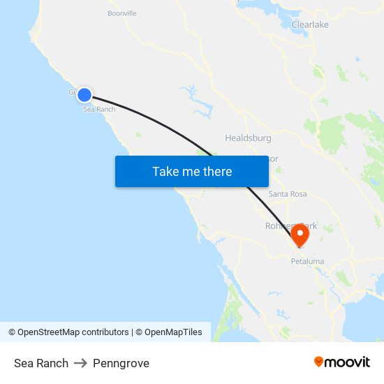 Sea Ranch to Penngrove map