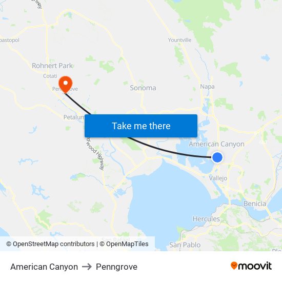 American Canyon to Penngrove map