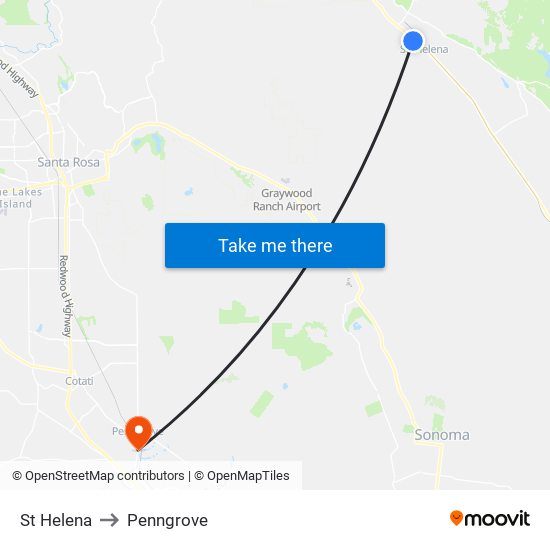 St Helena to Penngrove map