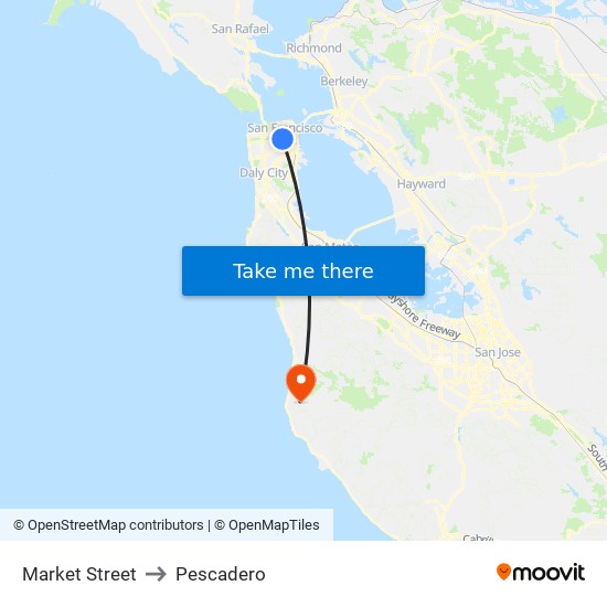 Market Street to Pescadero map