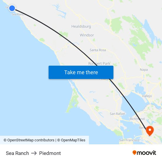 Sea Ranch to Piedmont map