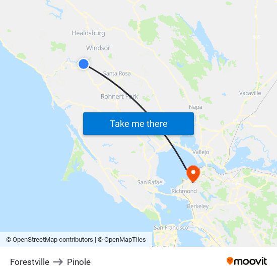 Forestville to Pinole map