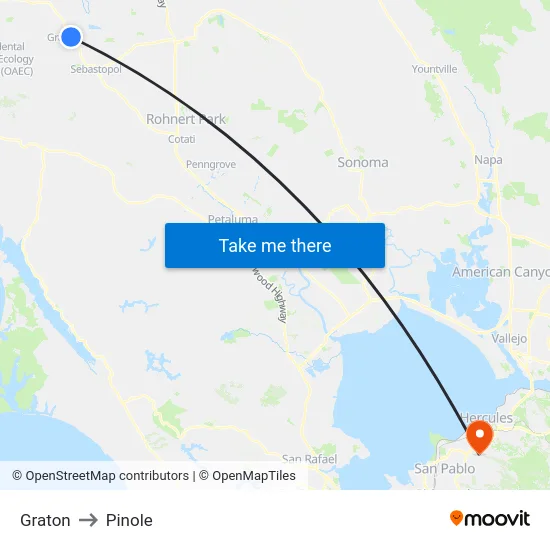 Graton to Pinole map