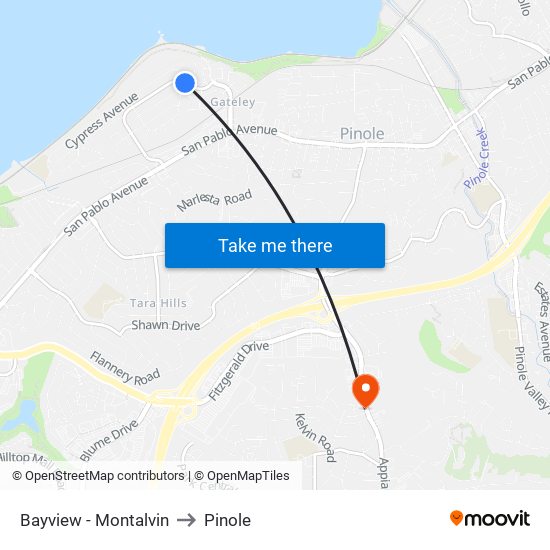 Bayview - Montalvin to Pinole map