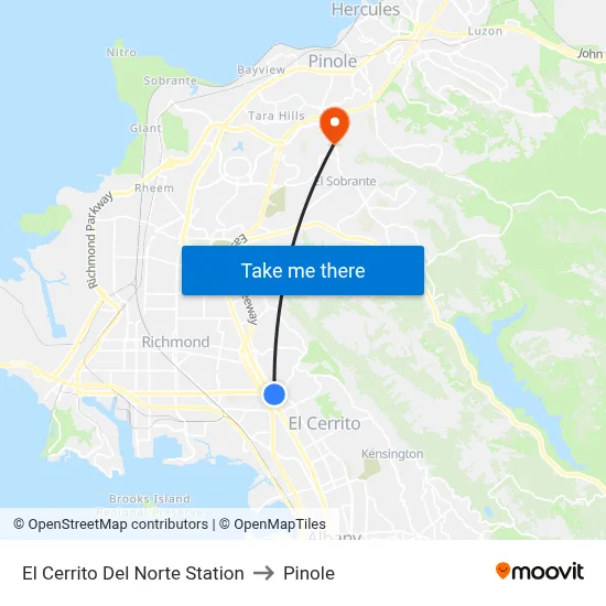 El Cerrito Del Norte Station to Pinole map