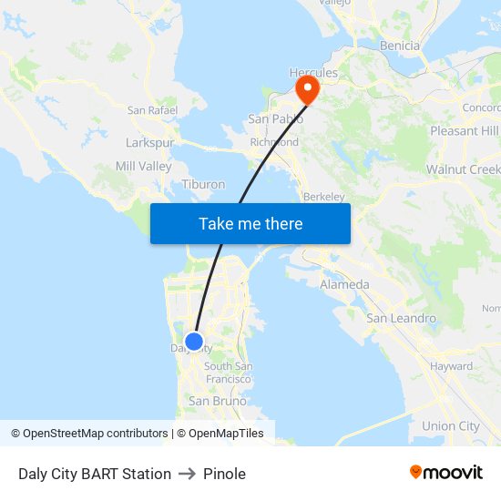 Daly City BART Station to Pinole map