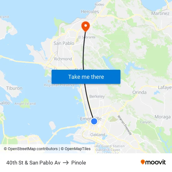 40th St & San Pablo Av to Pinole map