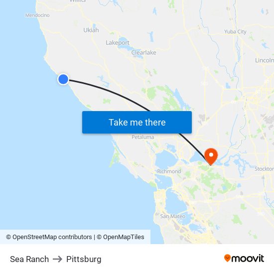 Sea Ranch to Pittsburg map