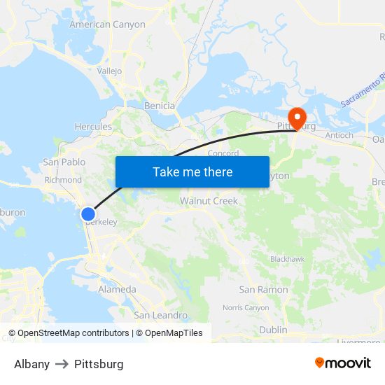 Albany to Pittsburg map