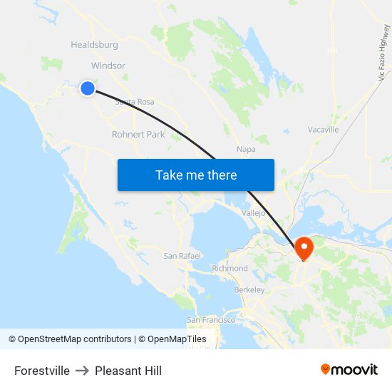 Forestville to Pleasant Hill map