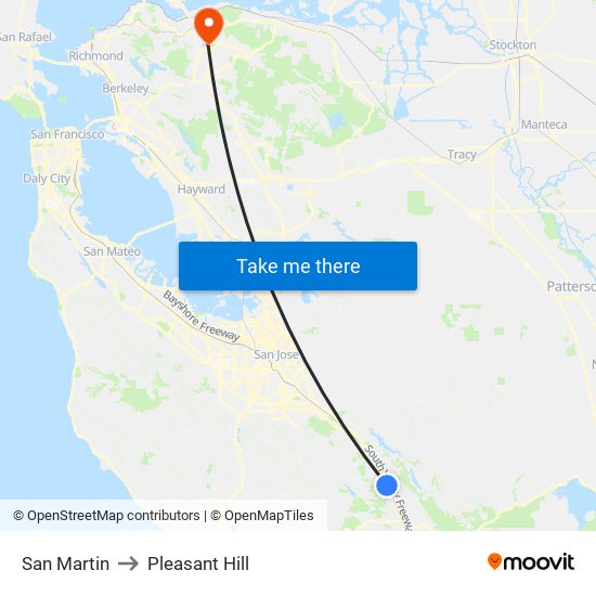 San Martin to Pleasant Hill map