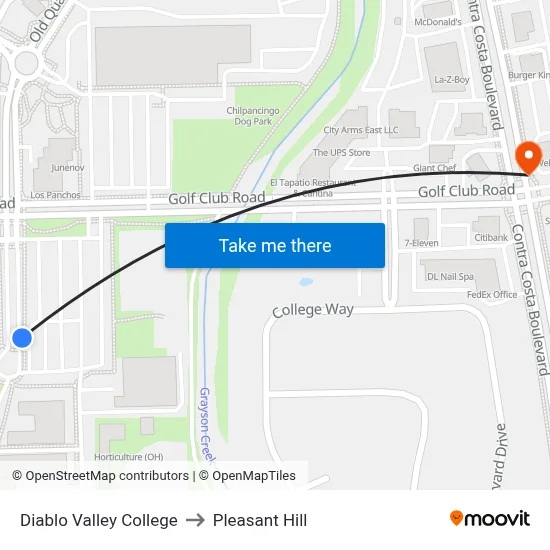 Diablo Valley College to Pleasant Hill map