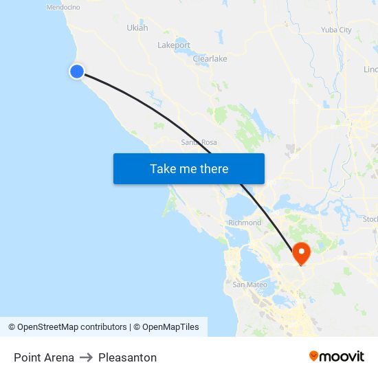 Point Arena to Pleasanton map