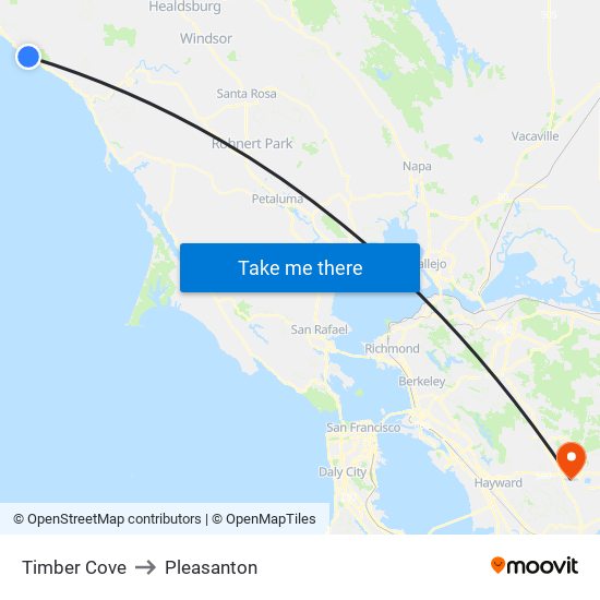 Timber Cove to Pleasanton map