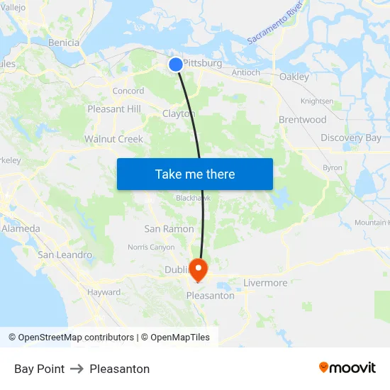 Bay Point to Pleasanton map