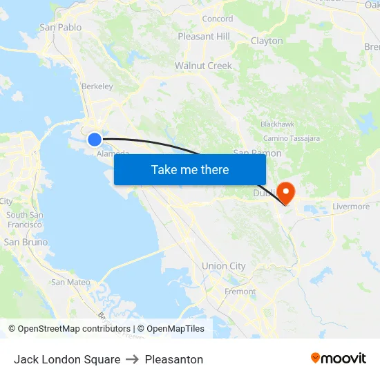 Jack London Square to Pleasanton map