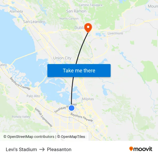 Levi's Stadium to Pleasanton map