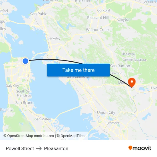 Powell Street to Pleasanton map
