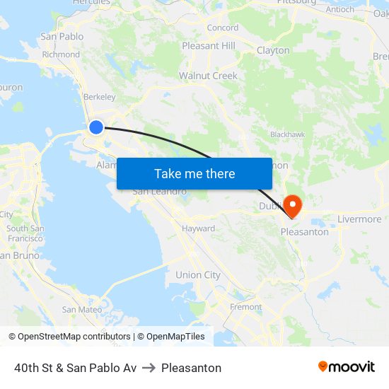 40th St & San Pablo Av to Pleasanton map