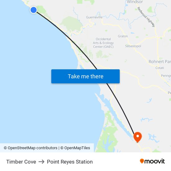 Timber Cove to Point Reyes Station map