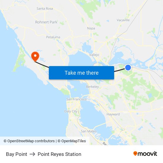 Bay Point to Point Reyes Station map