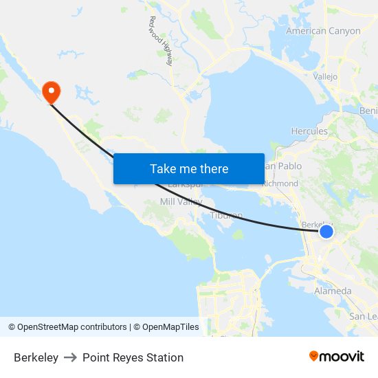 Berkeley to Point Reyes Station map