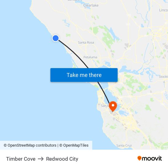 Timber Cove to Redwood City map