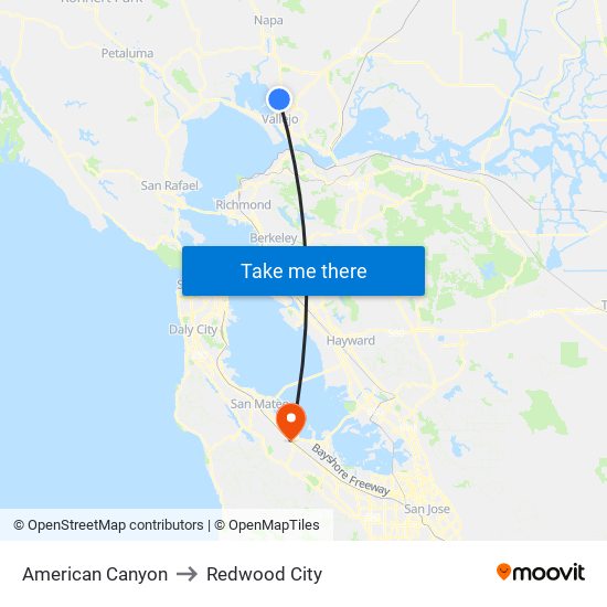 American Canyon to Redwood City map