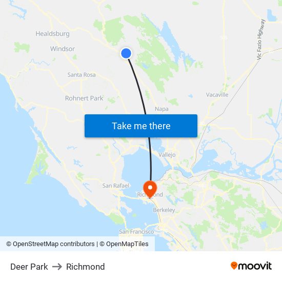 Deer Park to Richmond map