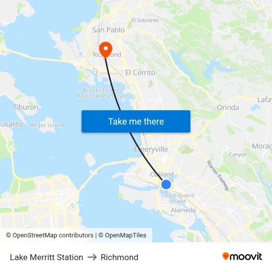 Lake Merritt Station to Richmond map